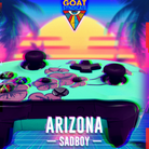 Colorful gaming controller with floral design on a vibrant background, featuring the 'GOAT Syndicate' logo.