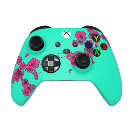 thumb- Gaming controller with floral design on a white background