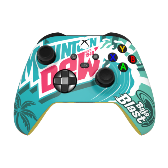 thumb- Gaming controller with colorful design on a white background