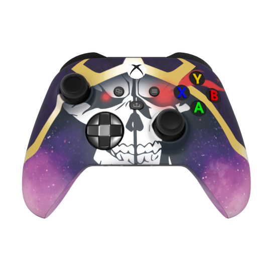 thumb- Gaming controller with skull design and colorful buttons on a white background