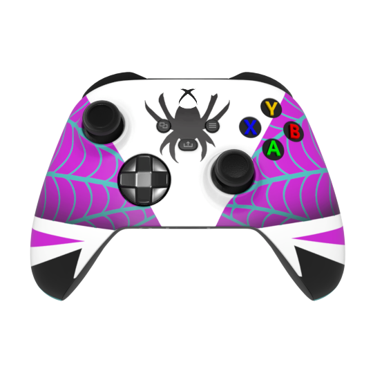 thumb- Gaming controller with spider web design on a white background