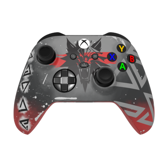 thumb-Gaming controller with black, red, and gray design on a white background